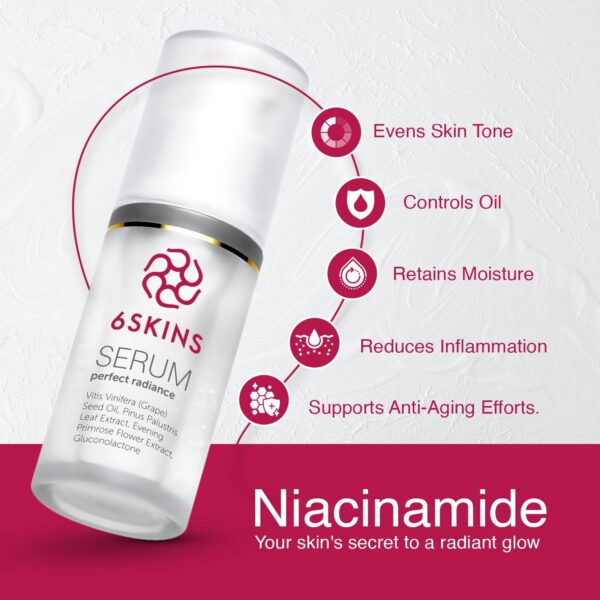 6SKINS® Perfect Radiance Face Serum with 2% Niacinamide+ Vitis Vinifera - Image 3